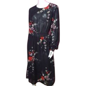 H&M Black Floral Midi Dress